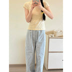 Milky Bunny Slim Summer Short-Sleeve Tee - kawaii-inspired outfit in pastel colors - 22505228
