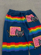 Hip Hop Cartoon Cat Pink Men Women Casual Pants Y2k Harajuku Loose Drawstring Jogging Pants Family Trousers Street