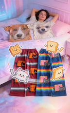 Hip Hop Cartoon Cat Pink Men Women Casual Pants Y2k Harajuku Loose Drawstring Jogging Pants Family Trousers Street