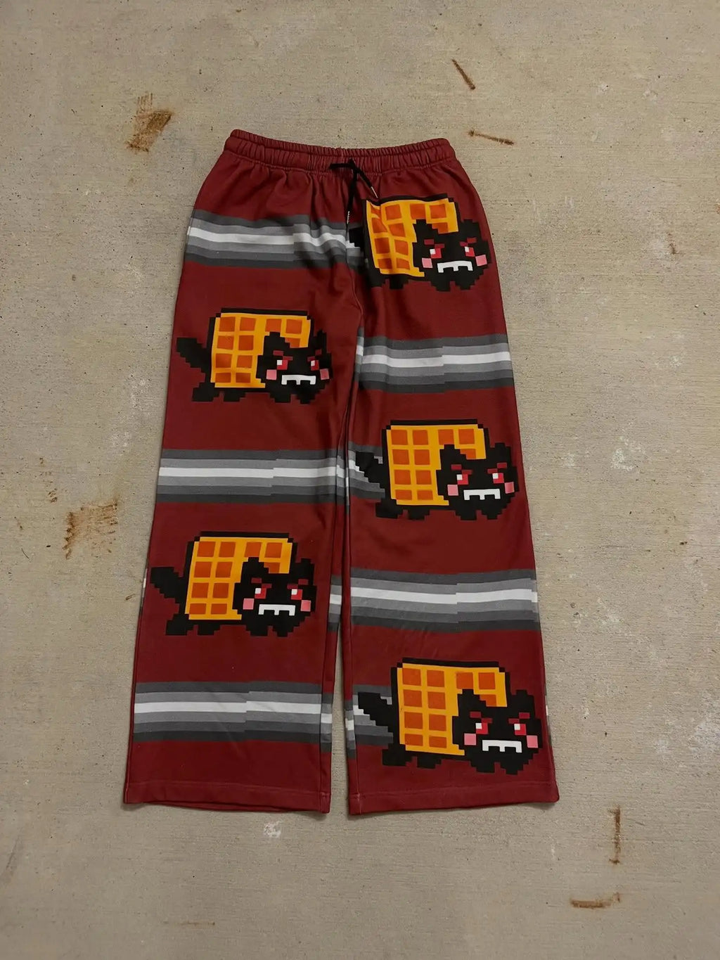 Hip Hop Cartoon Cat Pink Men Women Casual Pants Y2k Harajuku Loose Drawstring Jogging Pants Family Trousers Street