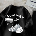 Summer Japanese Cartoon Cute Cat Fun Print Short Sleeve T-shirt Women’s Loose Casual Half Sleeve Soft Bottom Plus Size