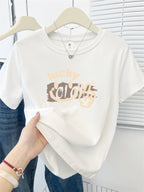 Cute Cartoon Shoulder Print Short Sleeve Tee - kawaii-inspired outfit in pastel colors - 91323757