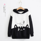 Kawaii Cat Hoodie with Fish Print & Ears - kawaii-inspired outfit in pastel colors - 77791915