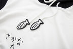 Kawaii Cat Hoodie with Fish Print & Ears - kawaii-inspired outfit in pastel colors - 48440551