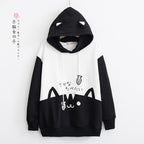 Kawaii Cat Hoodie with Fish Print & Ears - kawaii-inspired outfit in pastel colors - 81974965