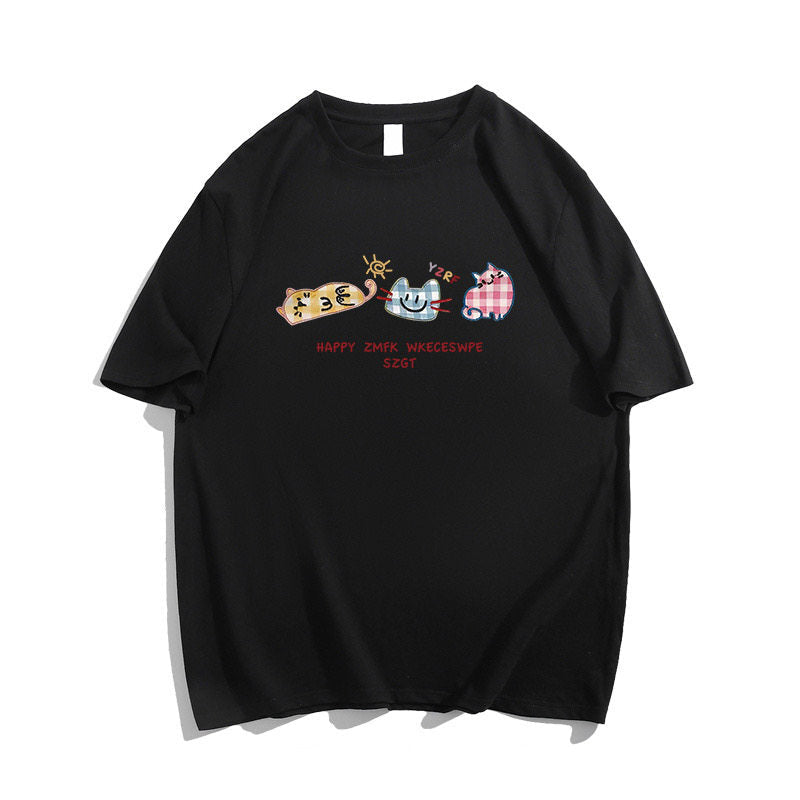 Dopamine Cartoon Cotton Summer T-Shirt - kawaii-inspired outfit in pastel colors - 81430575