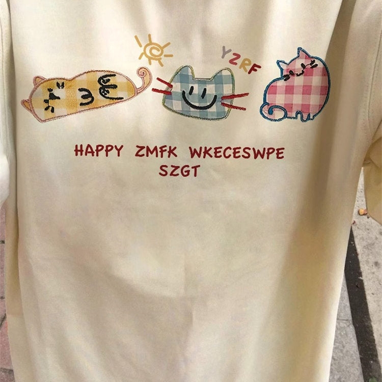 Dopamine Cartoon Cotton Summer T-Shirt - kawaii-inspired outfit in pastel colors - 25850393