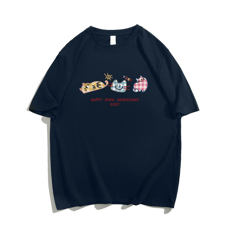 Dopamine Cartoon Cotton Summer T-Shirt - kawaii-inspired outfit in pastel colors - 16311775