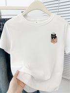 Cute Cat Print Korean Short Sleeve T-Shirt - kawaii-inspired outfit in pastel colors - 5596550