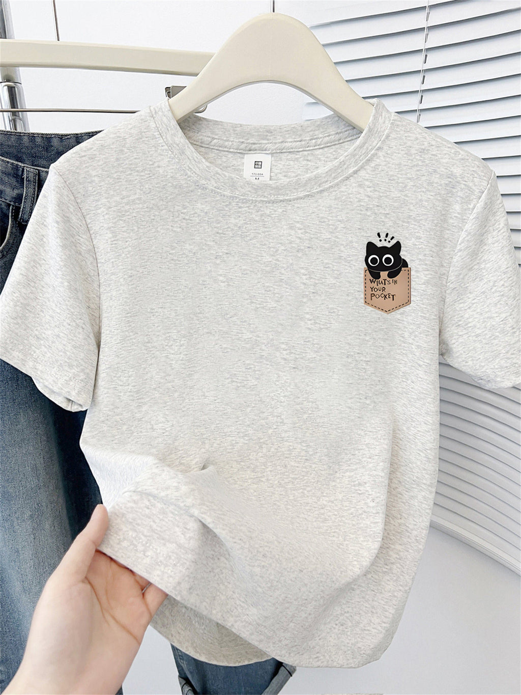 Cute Cat Print Korean Short Sleeve T-Shirt - kawaii-inspired outfit in pastel colors - 80585410