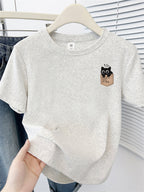 Cute Cat Print Korean Short Sleeve T-Shirt - kawaii-inspired outfit in pastel colors - 80585410