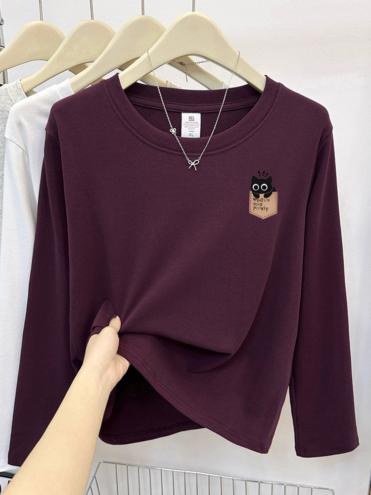 Cute Cat Print Korean Short Sleeve T-Shirt - kawaii-inspired outfit in pastel colors - 45574436