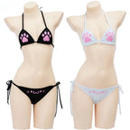 Anime Kawaii Girl Cute Cat Paw Bikini Swimsuit Women Claw Pattern Three Point Underwear Set Costume Cosplay