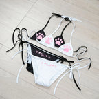 Anime Kawaii Girl Cute Cat Paw Bikini Swimsuit Women Claw Pattern Three Point Underwear Set Costume Cosplay