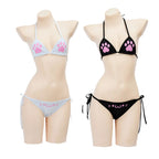 Japanese Anime Kawaii Cat Paw Micro Bikini Set for Women Girl Bandage Backless Mini Swimsuit Underwear Lingerie Bathing