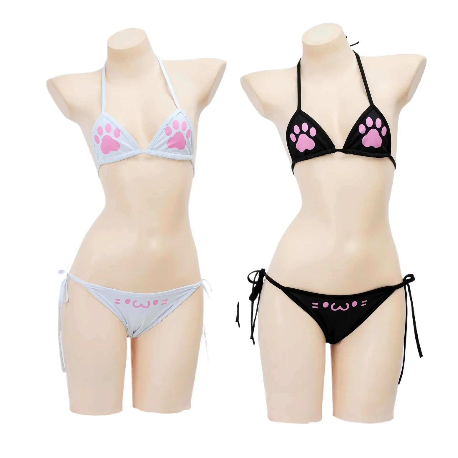 Japanese Anime Kawaii Cat Paw Micro Bikini Set for Women Girl Bandage Backless Mini Swimsuit Underwear Lingerie Bathing
