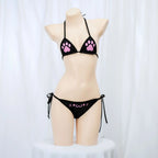 Japanese Anime Kawaii Cat Paw Micro Bikini Set for Women Girl Bandage Backless Mini Swimsuit Underwear Lingerie Bathing