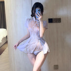 Sexy Underwear Retro Cheongsam Embroidery Hollow Lace Skirt Sexy Backless Antique Strap Pure Desire Uniform Temptation