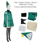 Anime Witch Hat Atelier Coco Cosplay Outfit Green Cloak Uniform Full Set With Hat Socks For Halloween Costume Party