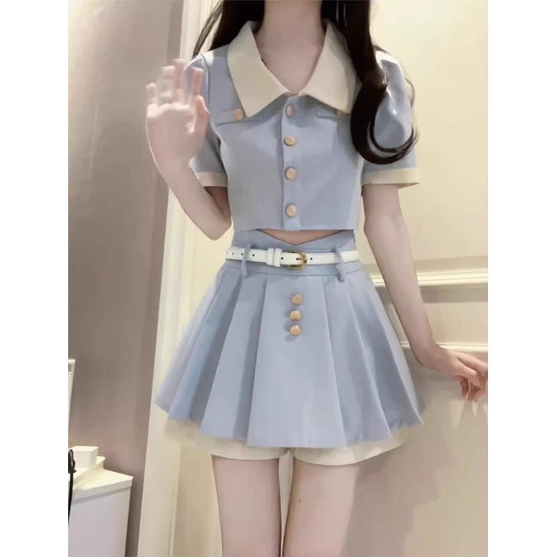 Korean Preppy Summer Two-Piece Set - kawaii-inspired outfit in pastel colors - 52846553