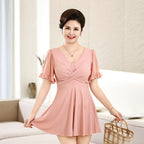 New Style Conservative Swimsuit for Middle-Aged and Elderly Women Suitable for Hot Springs Casual Body-Covering Stylish