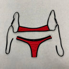 Retro Shoulder Strap Adjustable Backless Simple Summer Split Bikini Y2K Aesthetic Sexy Spice Girl Beach Contrast Color