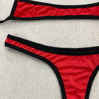 Retro Shoulder Strap Adjustable Backless Simple Summer Split Bikini Y2K Aesthetic Sexy Spice Girl Beach Contrast Color