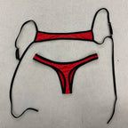 Retro Shoulder Strap Adjustable Backless Simple Summer Split Bikini Y2K Aesthetic Sexy Spice Girl Beach Contrast Color