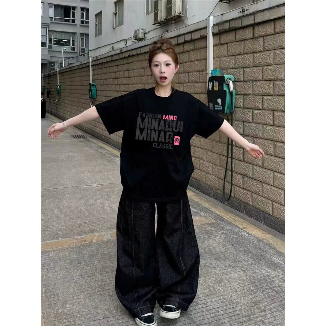 High-Street Graphic Cotton Tee - kawaii-inspired outfit in pastel colors - 64139734