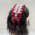 Lolita Hair Band Headwear Lolita Gothic Dark Collection Cross with Angel Handle Sweet Hair Accessories - White Lace