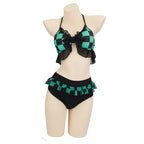 Anime Demon Slayer Kamado Tanjirou Cosplay Costume Nezuko Zenitsu Bikini Beach Halloween Summer Split Swimsuit Set