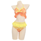 Anime Demon Slayer Kamado Tanjirou Cosplay Costume Nezuko Zenitsu Bikini Beach Halloween Summer Split Swimsuit Set
