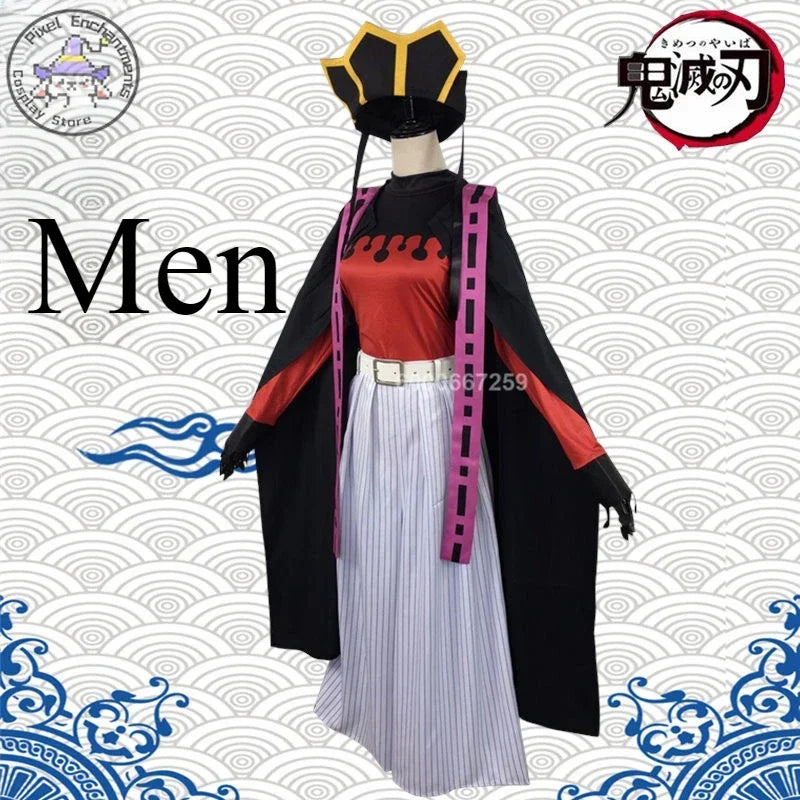 Popular Anime Demon Doma Douma Cosplay Costume Twelve Kizuki Upper Rank Two Role Play Wig Fan Sets Outfit for Men Women