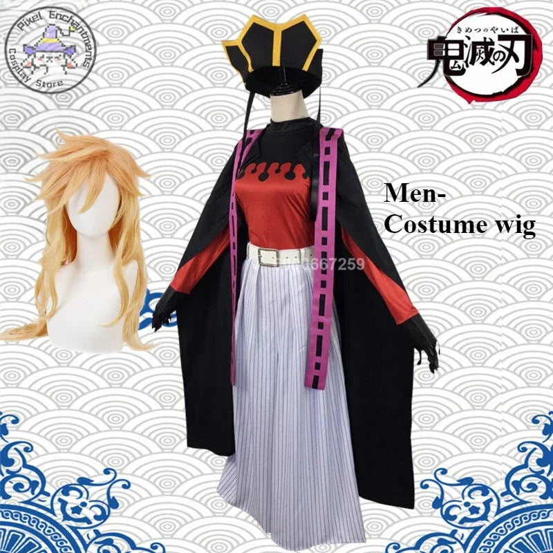Popular Anime Demon Doma Douma Cosplay Costume Twelve Kizuki Upper Rank Two Role Play Wig Fan Sets Outfit for Men Women