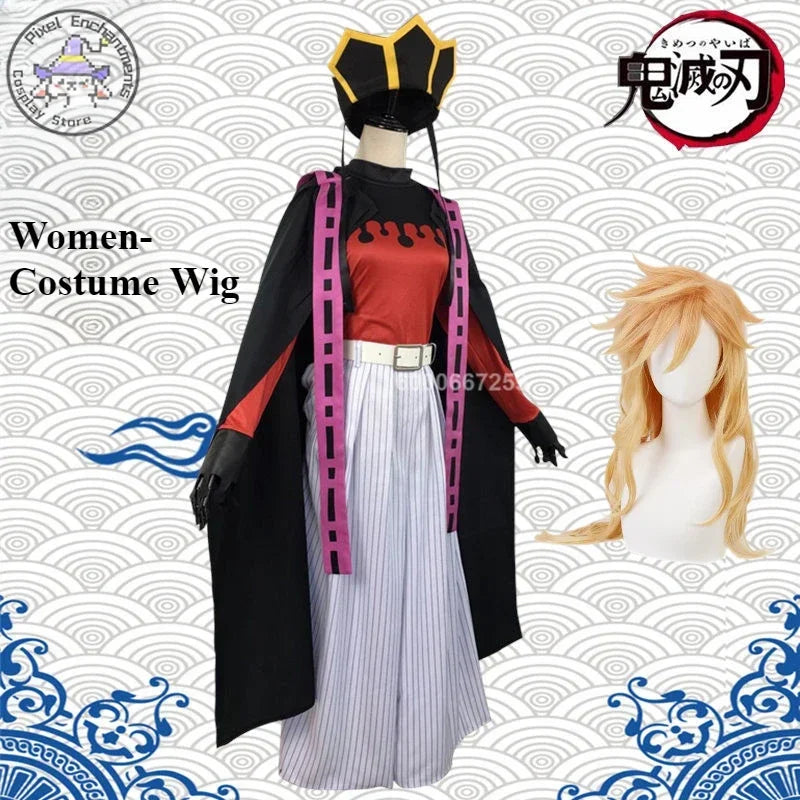 Popular Anime Demon Doma Douma Cosplay Costume Twelve Kizuki Upper Rank Two Role Play Wig Fan Sets Outfit for Men Women