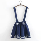 Embroidered Cat Paw Mini Skirt in Cotton - Dark Blue / M - Mini Skirt