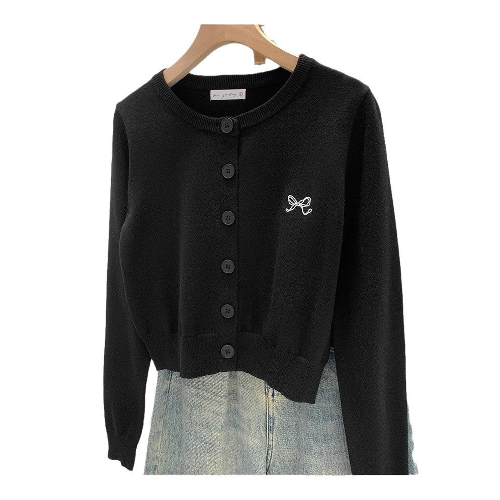 2024 Korean-style High-end Embroidered Slim Sweater Coat Autumn and Winter Niche Non-collision Design Top for Women