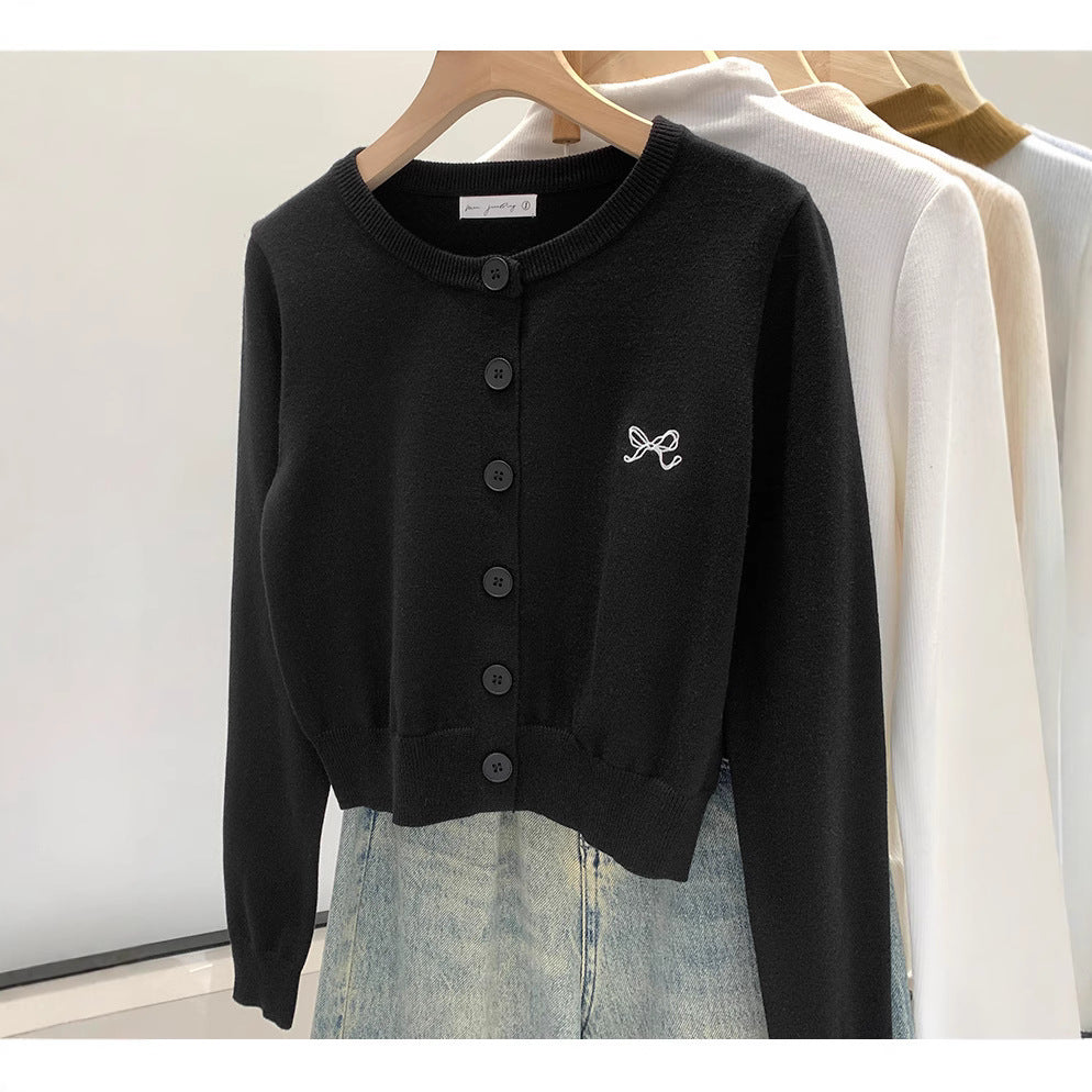 2024 Korean-style High-end Embroidered Slim Sweater Coat Autumn and Winter Niche Non-collision Design Top for Women