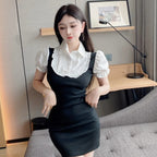 Pure Lust Hot Girl Fake Two-Piece Shirt Dress Women’s Summer 2023 New Niche Design Hip-Hugging Short Skirt