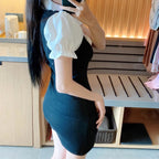 Pure Lust Hot Girl Fake Two-Piece Shirt Dress Women’s Summer 2023 New Niche Design Hip-Hugging Short Skirt
