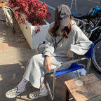 2024 autumn and winter new Korean version of BF wind hem split loose slimming fleece-lined thick knee hooded long skirt