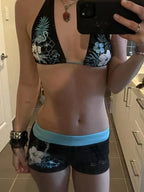 Summer Beach Ins Fashion Hot Sexy Ladies Split Two Piece Bikini Beautiful Vintage Contrast Flower Print Suspender Bra