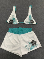 Summer Beach Ins Fashion Hot Sexy Ladies Split Two Piece Bikini Beautiful Vintage Contrast Flower Print Suspender Bra