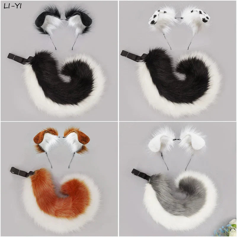 12 Styles 2Pcs/set Furry Anime Dog Ear Headband Tail Cartoon Comic-Con Cosplay Costume Accessories Plush Animal Ears
