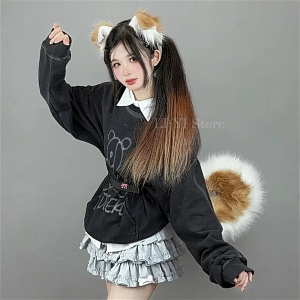 12 Styles 2Pcs/set Furry Anime Dog Ear Headband Tail Cartoon Comic-Con Cosplay Costume Accessories Plush Animal Ears