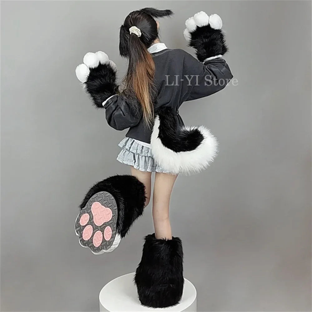 12 Styles 2Pcs/set Furry Anime Dog Ear Headband Tail Cartoon Comic-Con Cosplay Costume Accessories Plush Animal Ears
