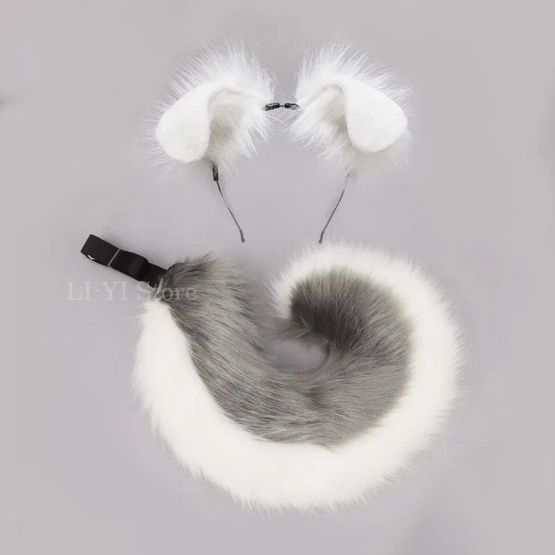 12 Styles 2Pcs/set Furry Anime Dog Ear Headband Tail Cartoon Comic-Con Cosplay Costume Accessories Plush Animal Ears