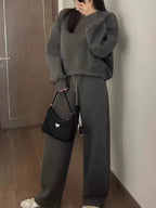 Stylish Fashion Sweatshirt Sports Set Women’s 2024 Autumn and Winter Slimming Loose Korean Style Student Casual