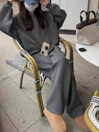 Stylish Fashion Sweatshirt Sports Set Women’s 2024 Autumn and Winter Slimming Loose Korean Style Student Casual