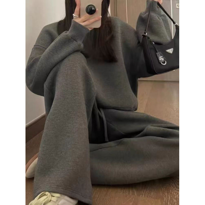 Stylish Fashion Sweatshirt Sports Set Women’s 2024 Autumn and Winter Slimming Loose Korean Style Student Casual